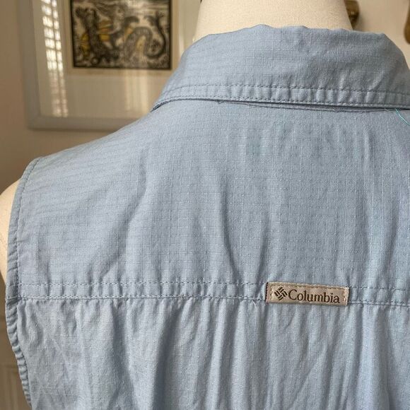 Columbia Sleeveless Button Down Shirt Blue Cotton M - Picture 3 of 7
